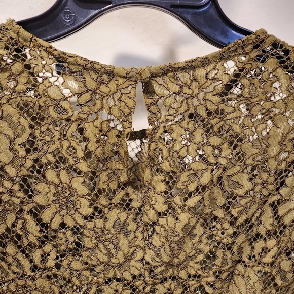 J CREW olive green lace top with built in cami size 2 - Picture 9 of 14